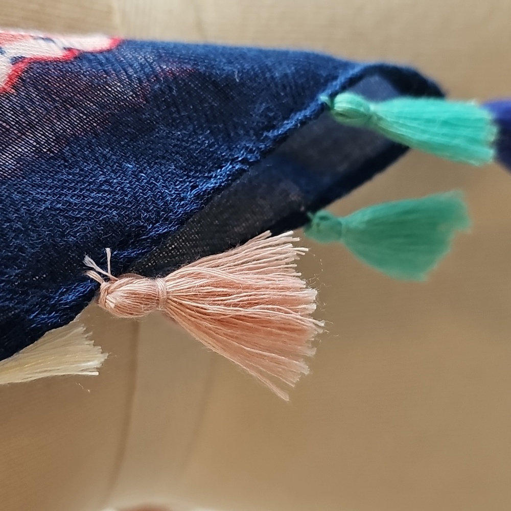 Floral Patterned‎ Scarf with Tassels. By TWIG & ARROW NWT - Picture 4 of 7
